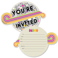 70's Disco - Shaped Fill-In Invitations - 1970s Disco Fever Party Invitation Cards with Envelopes - Set of 12