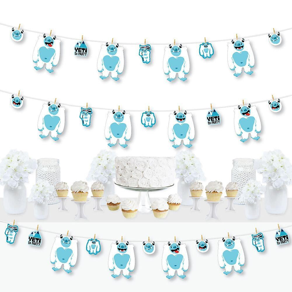 Yeti to Party - Abominable Snowman Party or Birthday Party DIY Decorations - Clothespin Garland Banner - 44 Pieces
