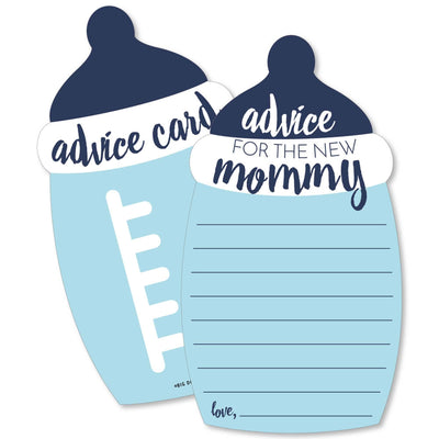 Baby Boy - Blue Bottle Wish Card Baby Shower Activities - Shaped Advice Cards - Set of 20