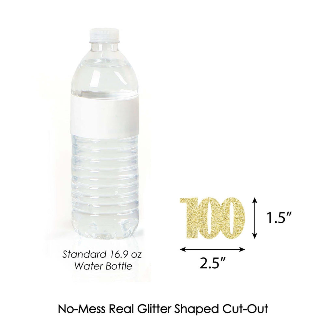 Gold Glitter 100 - No-Mess Real Gold Glitter Cut-Out Numbers - 100th Birthday Party Confetti - Set of 24