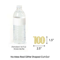 Gold Glitter 100 - No-Mess Real Gold Glitter Cut-Out Numbers - 100th Birthday Party Confetti - Set of 24