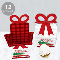 Merry Little Christmas Tree - Square Favor Gift Boxes - Red Car Christmas Party Bow Boxes - Set of 12