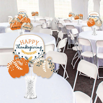 Happy Thanksgiving - Fall Harvest Party Centerpiece Sticks - Showstopper Table Toppers - 35 Pieces