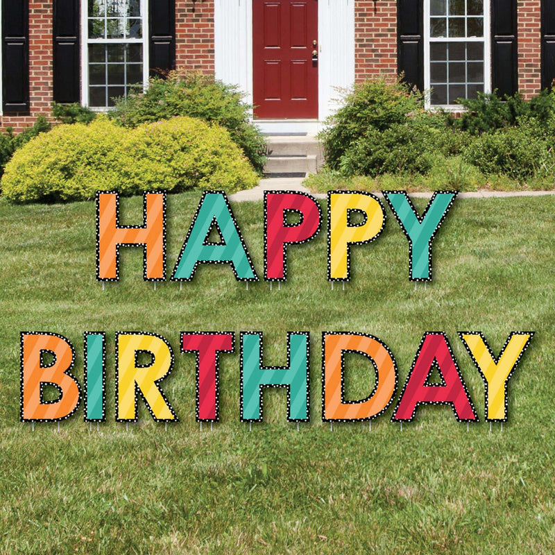 Colorful Happy Birthday - Yard Sign Outdoor Lawn Decorations - Birthday Yard Signs