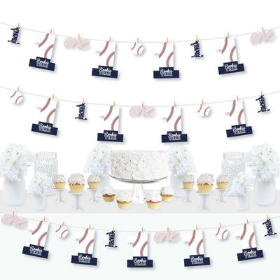 1st Birthday Batter Up - Baseball - First Birthday Party DIY Decorations - Clothespin Garland Banner - 44 Pieces