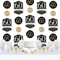Adult 60th Birthday - Gold - Birthday Party DIY Dangler Backdrop - Hanging Vertical Decorations - 30 Pieces