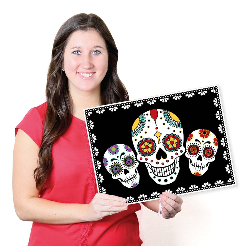 Day of the Dead - Party Table Decorations - Halloween Sugar Skull Party Placemats - Set of 16