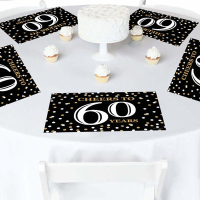 Adult 60th Birthday - Gold - Party Table Decorations - Birthday Party Placemats - Set of 16