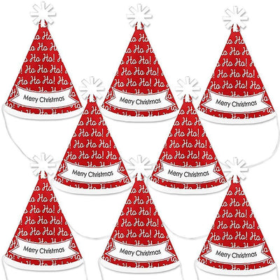 Jolly Santa Claus - Mini Cone Merry Christmas Party Hats - Small Little Party Hats - Set of 8
