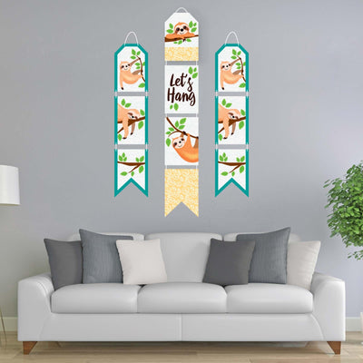 Let's Hang - Sloth - Hanging Vertical Paper Door Banners - Baby Shower or Birthday Party Wall Decoration Kit - Indoor Door Decor
