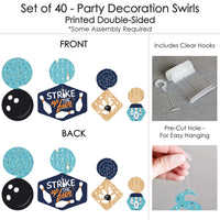 Strike Up the Fun - Bowling - Birthday Party or Baby Shower Hanging Decor - Party Decoration Swirls - Set of 40