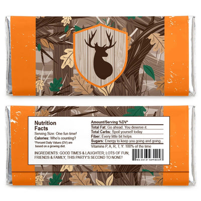 Gone Hunting - Candy Bar Wrapper Deer Hunting Camo Party Favors - Set of 24