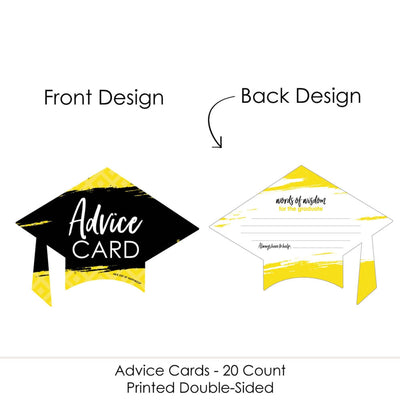Yellow Grad - Best is Yet to Come - Yellow Grad Cap Wish Card Graduation Party Activities - Shaped Advice Cards Games - Set of 20