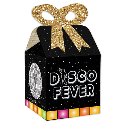 70's Disco - Square Favor Gift Boxes - 1970s Disco Fever Party Bow Boxes - Set of 12