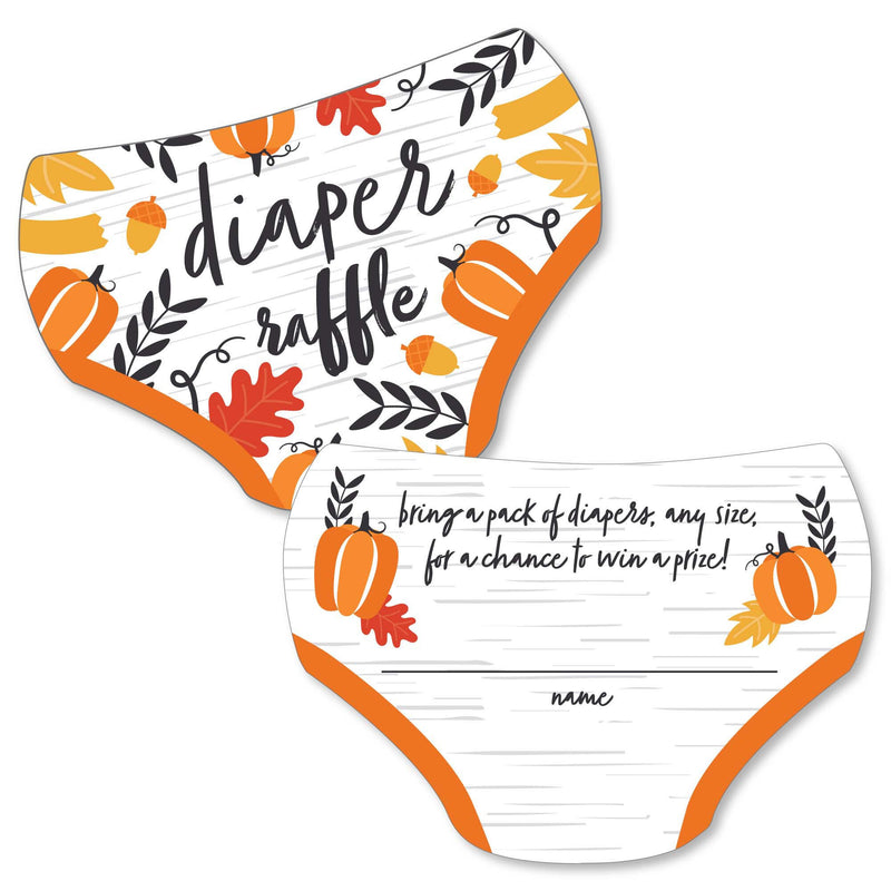 Fall Pumpkin - Diaper Shaped Raffle Ticket Inserts - Halloween or Thanksgiving Baby Shower Activities - Diaper Raffle Game - Set of 24