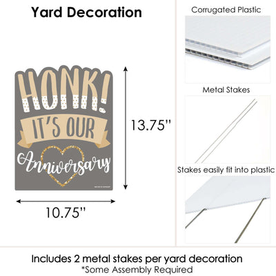 Honk, It's Our Anniversary - Outdoor Lawn Sign - Gold and Silver Wedding Anniversary Yard Sign - 1 Piece