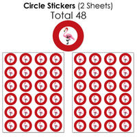 Flamingle Bells - Mini Candy Bar Wrappers, Round Candy Stickers and Circle Stickers - Tropical Christmas Party Candy Favor Sticker Kit - 304 Pieces