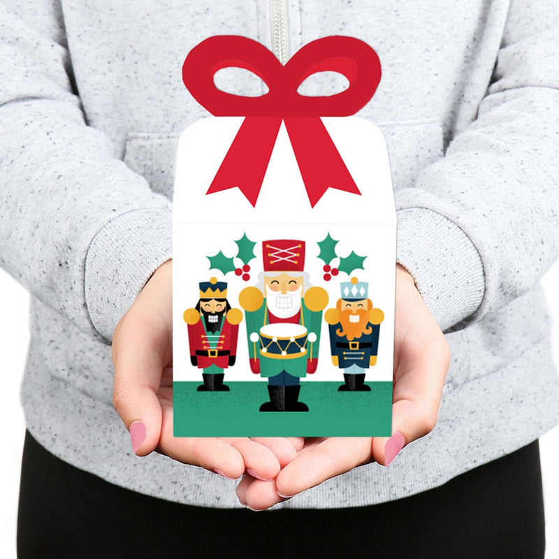 Christmas Nutcracker - Square Favor Gift Boxes - Holiday Party Bow Boxes - Set of 12