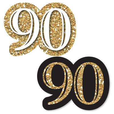 Adult 90th Birthday - Gold - DIY Shaped Party Paper Cut-Outs - 24 ct
