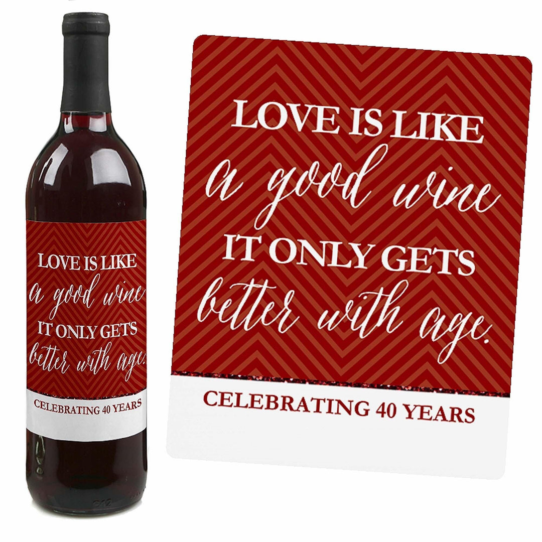We Still Do - 40th Wedding Anniversary Decorations for Women and Men - Wine Bottle Label Stickers - Set of 4