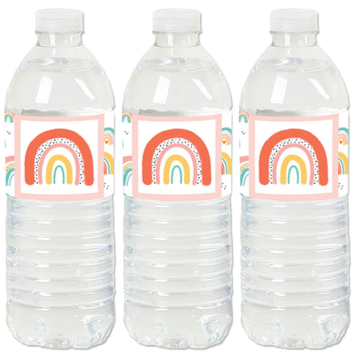 Hello Rainbow - Boho Baby Shower and Birthday Party Water Bottle Sticker Labels - Set of 20
