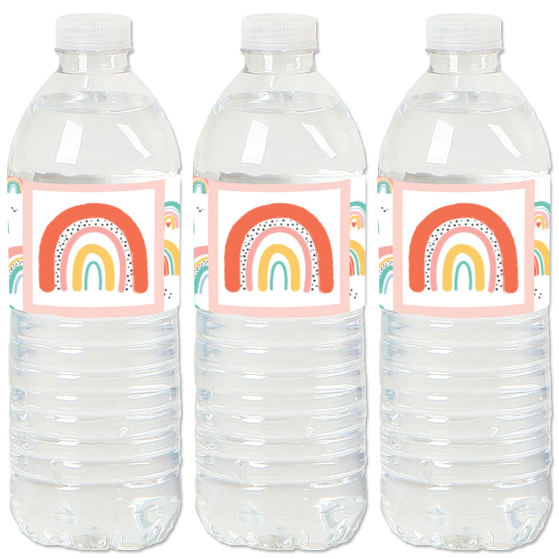 Hello Rainbow - Boho Baby Shower and Birthday Party Water Bottle Sticker Labels - Set of 20