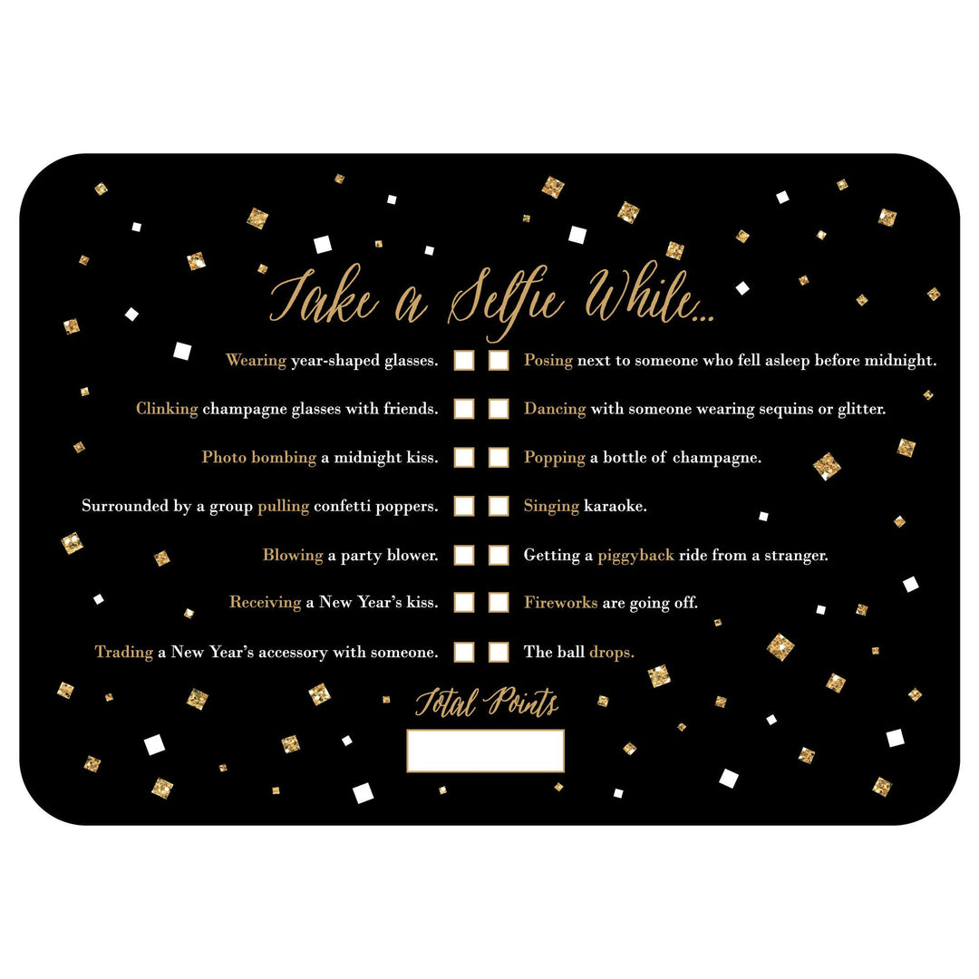 New Year's Eve - Gold - Selfie Scavenger Hunt - New Years Eve Game - Set of 12
