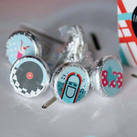 50's Sock Hop - Round Candy Labels 1950s Rock N Roll Party Favors - Fits Hershey's Kisses - 108 ct