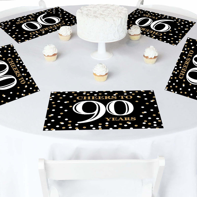 Adult 90th Birthday - Gold - Party Table Decorations - Birthday Party Placemats - Set of 16