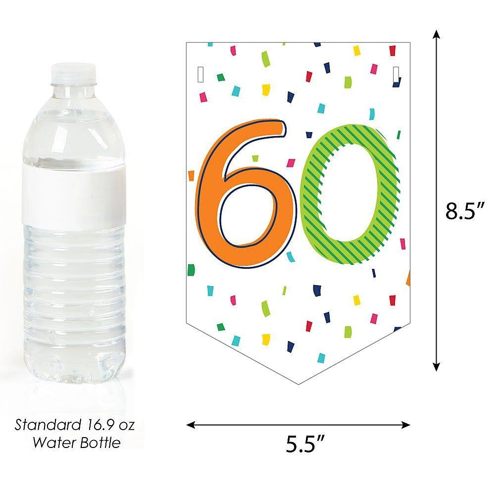 Personalized 60th Birthday - Cheerful Happy Birthday - Custom Colorful Sixtieth Birthday Party Bunting Banner and Decorations - Happy Birthday Custom Name Banner