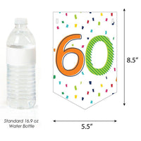 Personalized 60th Birthday - Cheerful Happy Birthday - Custom Colorful Sixtieth Birthday Party Bunting Banner and Decorations - Happy Birthday Custom Name Banner