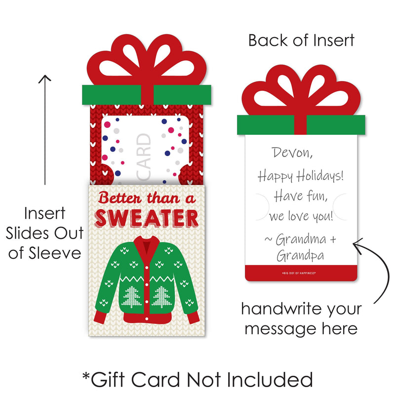 Ugly Sweater - Holiday and Christmas Party Money and Gift Card Sleeves - Nifty Gifty Card Holders - Set of 8