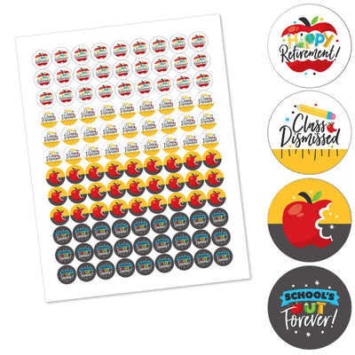 Teacher Retirement - Happy Retirement Party Round Candy Sticker Favors - Labels Fit Hershey's Kisses (1 sheet of 108)