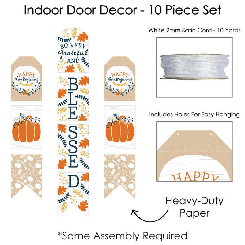 Happy Thanksgiving - Hanging Vertical Paper Door Banners - Fall Harvest Party Wall Decoration Kit - Indoor Door Decor