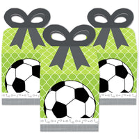 GOAAAL! - Soccer - Square Favor Gift Boxes - Baby Shower or Birthday Party Bow Boxes - Set of 12