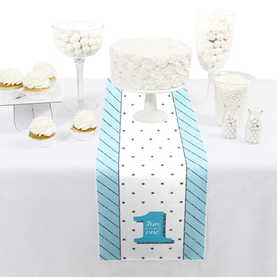 1st Birthday Boy - Fun to be One - Petite First Birthday Party Paper Table Runner - 12" x 60"