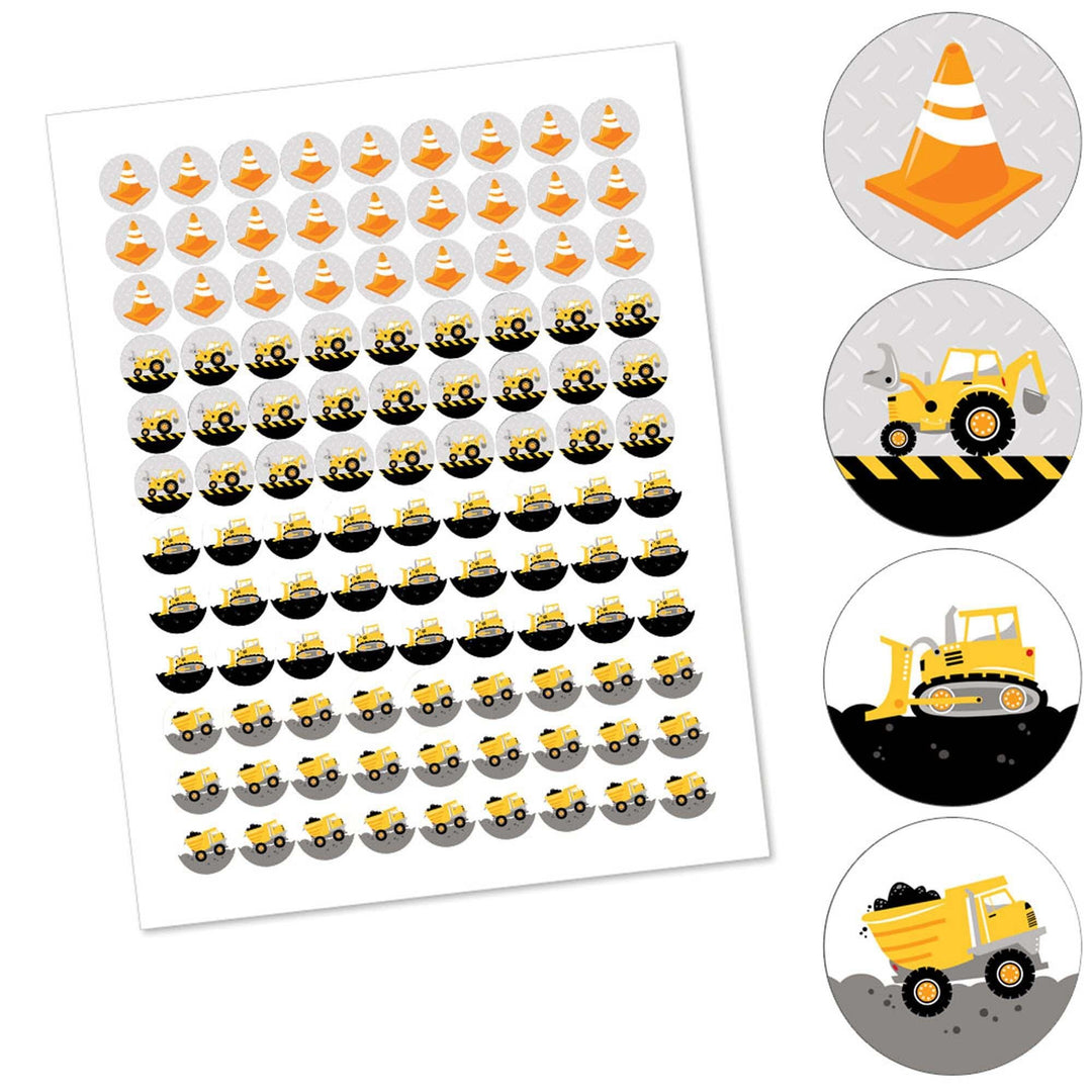 Dig It - Construction Party Zone - Baby Shower or Birthday Party Round Candy Sticker Favors - Labels Fit Hershey's Kisses (1 sheet of 108)