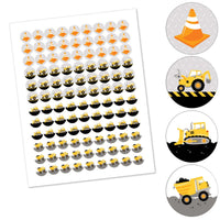 Dig It - Construction Party Zone - Baby Shower or Birthday Party Round Candy Sticker Favors - Labels Fit Hershey's Kisses (1 sheet of 108)