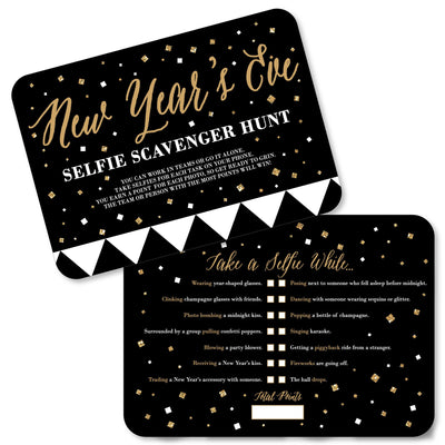 New Year's Eve - Gold - Selfie Scavenger Hunt - New Years Eve Game - Set of 12