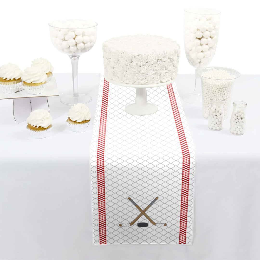 Shoots & Scores! - Hockey - Petite Baby Shower or Birthday Party Paper Table Runner - 12" x 60"