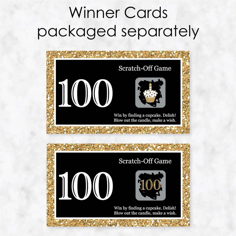 Adult 100th Birthday - Gold - Birthday Party Game Scratch Off Cards - 22 ct