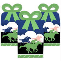 Kentucky Horse Derby - Square Favor Gift Boxes - Horse Race Party Bow Boxes - Set of 12