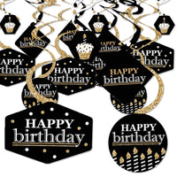 Adult Happy Birthday - Gold - Birthday Party Hanging Decor - Party Decoration Swirls - Set of 40