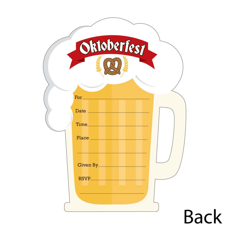 Oktoberfest - Shaped Fill-In Invitations - German Beer Festival Party Invitation Cards with Envelopes - Set of 12