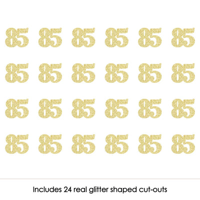 Gold Glitter 85 - No-Mess Real Gold Glitter Cut-Out Numbers - 85th Birthday Party Confetti - Set of 24