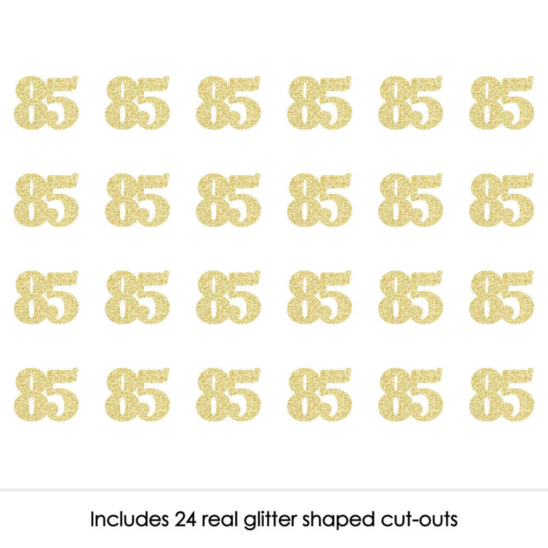 Gold Glitter 85 - No-Mess Real Gold Glitter Cut-Out Numbers - 85th Birthday Party Confetti - Set of 24