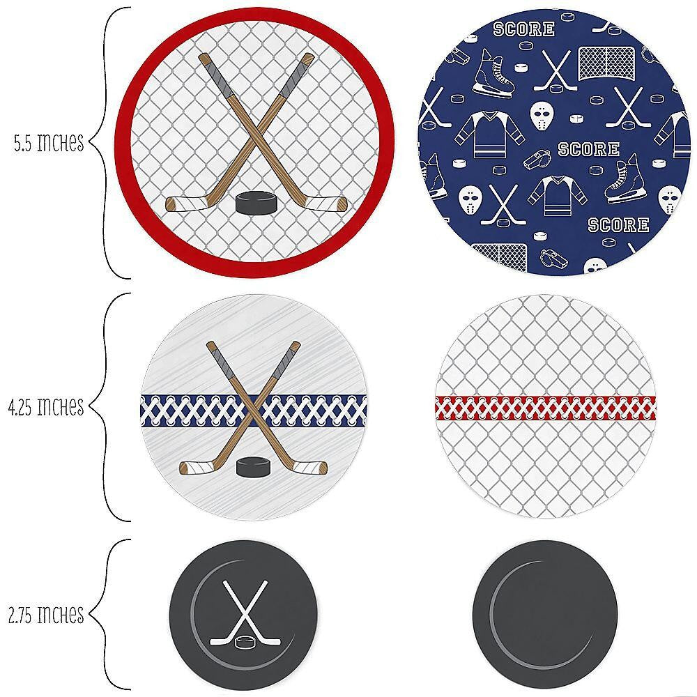 Shoots & Scores! - Hockey - Baby Shower or Birthday Party Giant Circle Confetti - Hockey Party Decorations - Large Confetti 27 Count