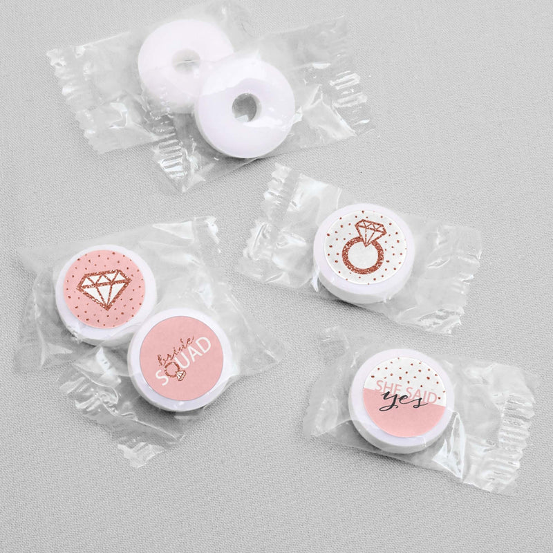 Bride Squad - Round Candy Labels Rose Gold Bridal Shower or Bachelorette Party Favors - Fits Hershey&