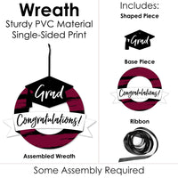Maroon Grad - Best is Yet to Come - Outdoor Burgundy Graduation Party Decor - Front Door Wreath