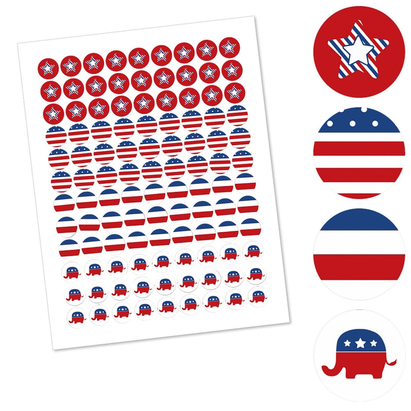Republican Election - Round Candy Labels Political Election Party Favors - Fits Hershey Kisses - 108 ct